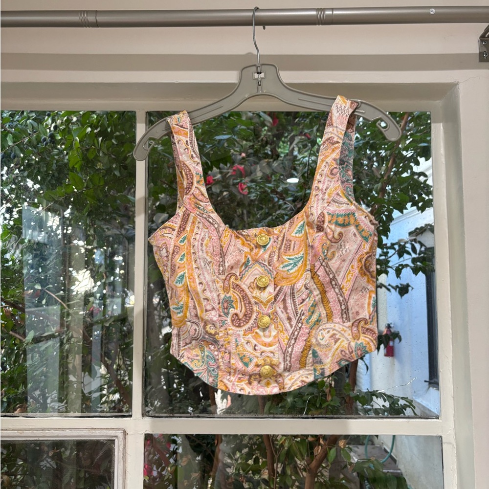 L'AGENCE Multicolor Paisley Crop Top